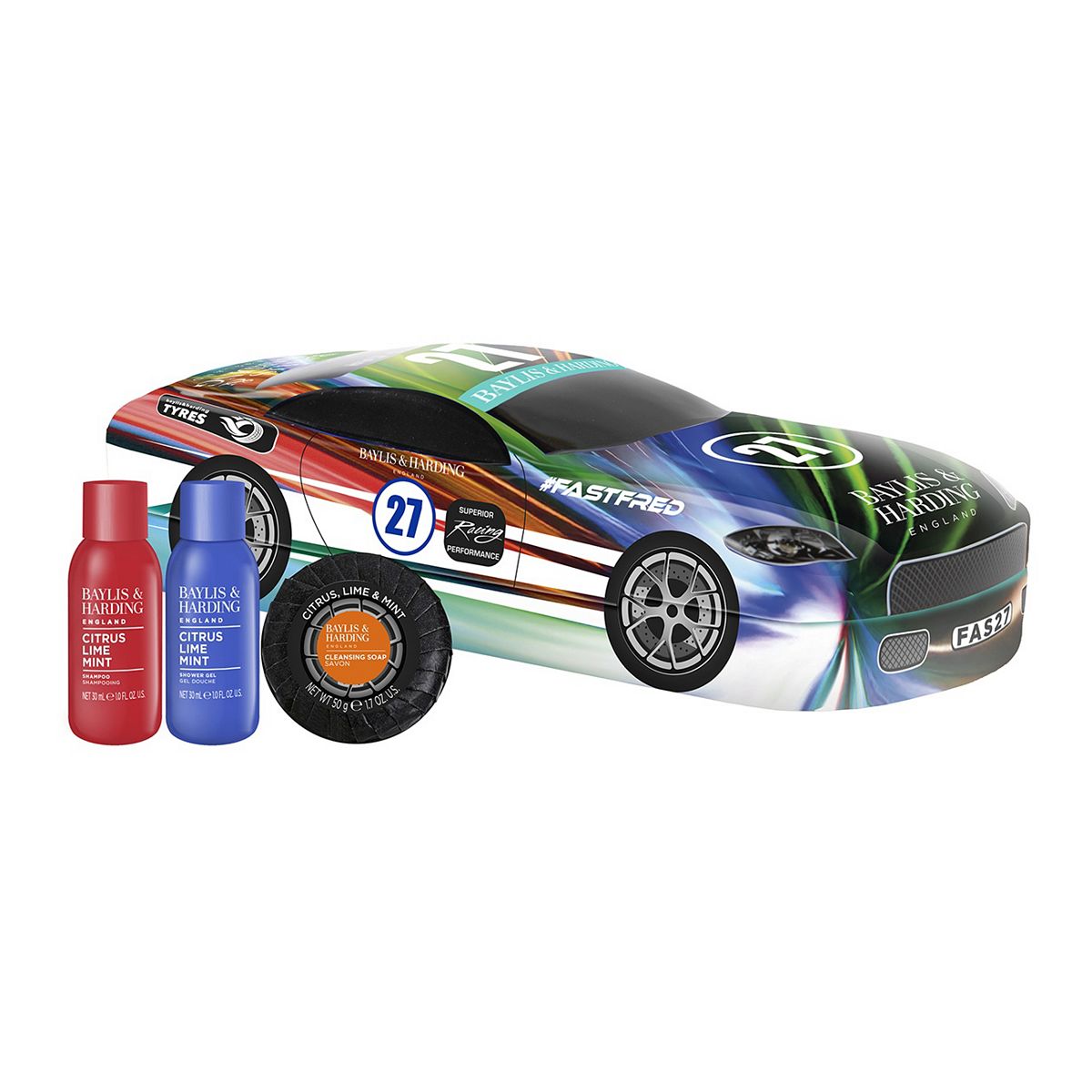 Baylis & Harding Citrus Lime & Mint Race Car Tin Set