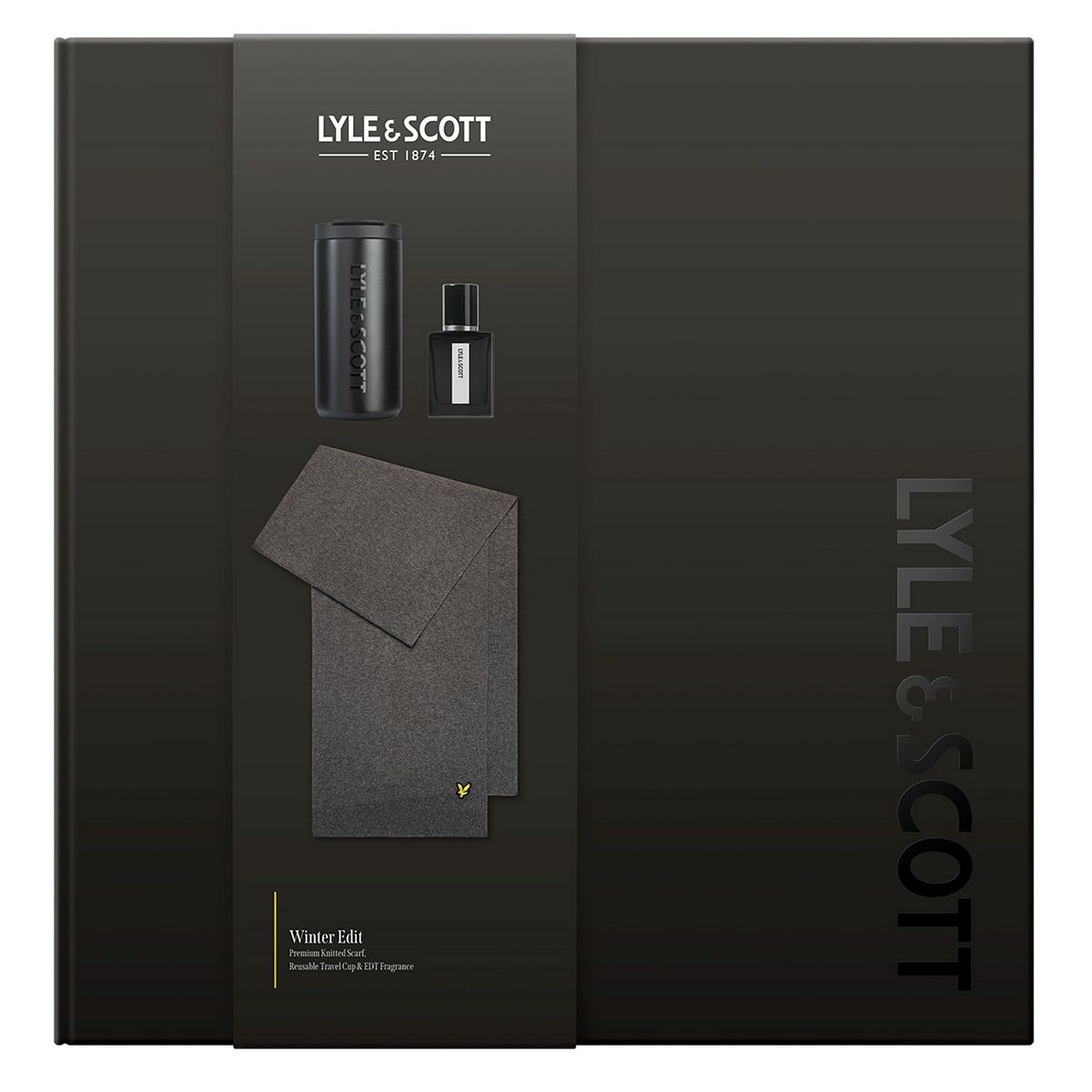 Lyle & Scott Winter Edit Knitted Scarf Reusable Cup & 25Ml Edt
