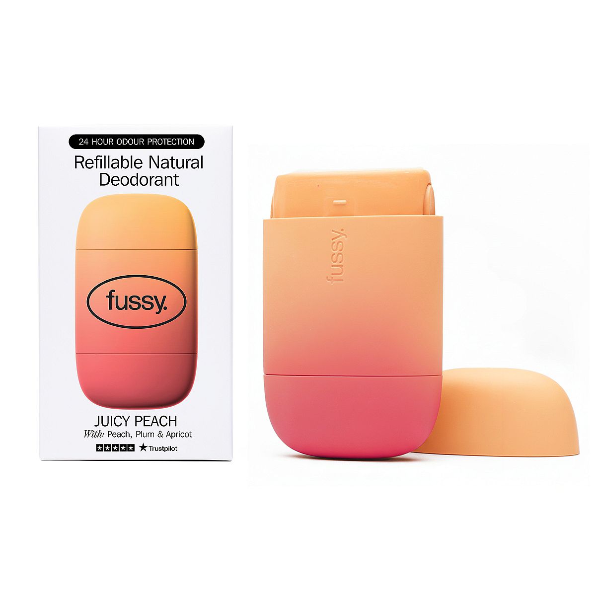 Fussy Refillable Natural Deodorant Juicy Peach 40g