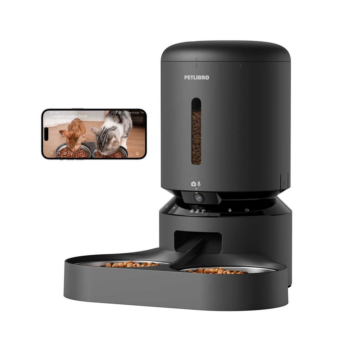 Petlibro Dual Automatic Pet Feeder Granary Camera Black