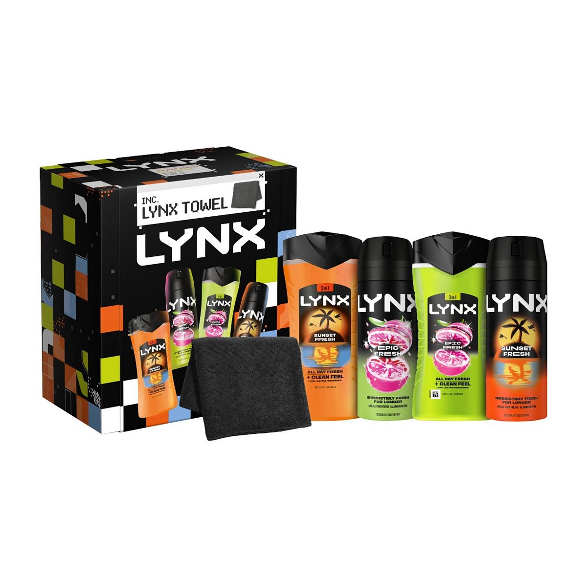 Lynx Bodyspray + Bodywash Towel Sunset Fresh & Epic Gift Set