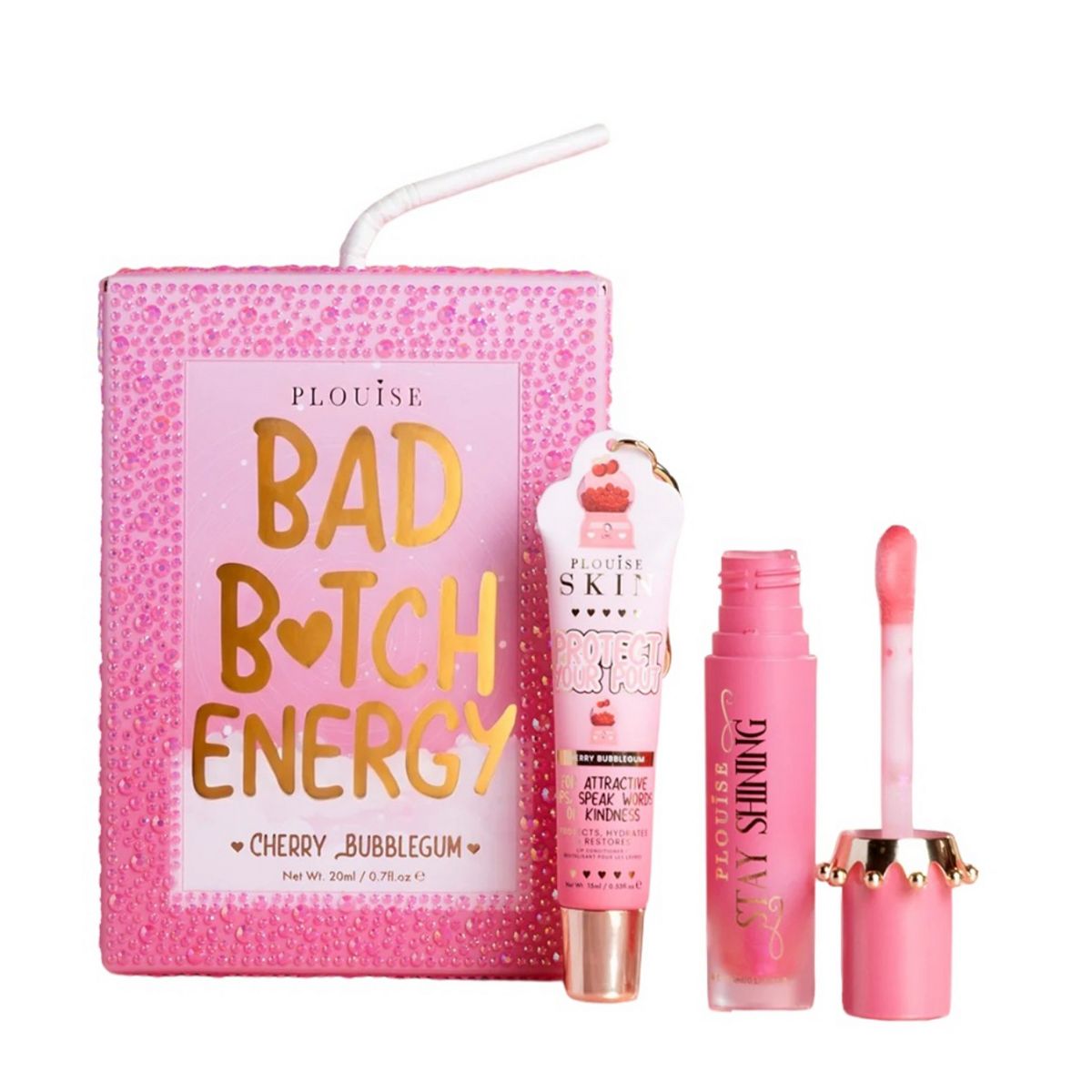P.louise Crystal Bad B*Tch Energy Lip Duo 20G Cherry Bubblegum