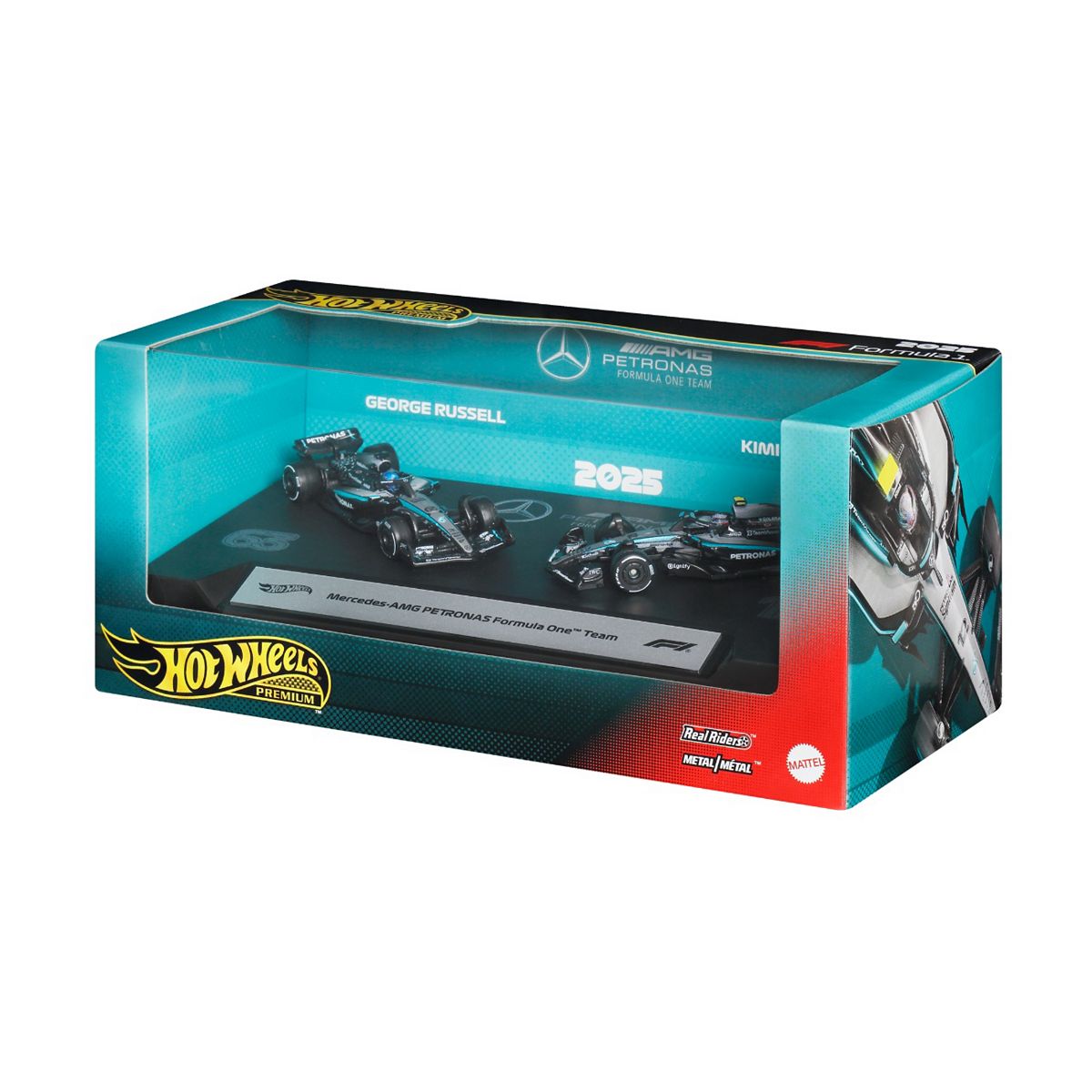Hot Wheels Premium Mercedes Benz 2-Pack: George Russell & Kimi Antonelli Racecars - Image 4