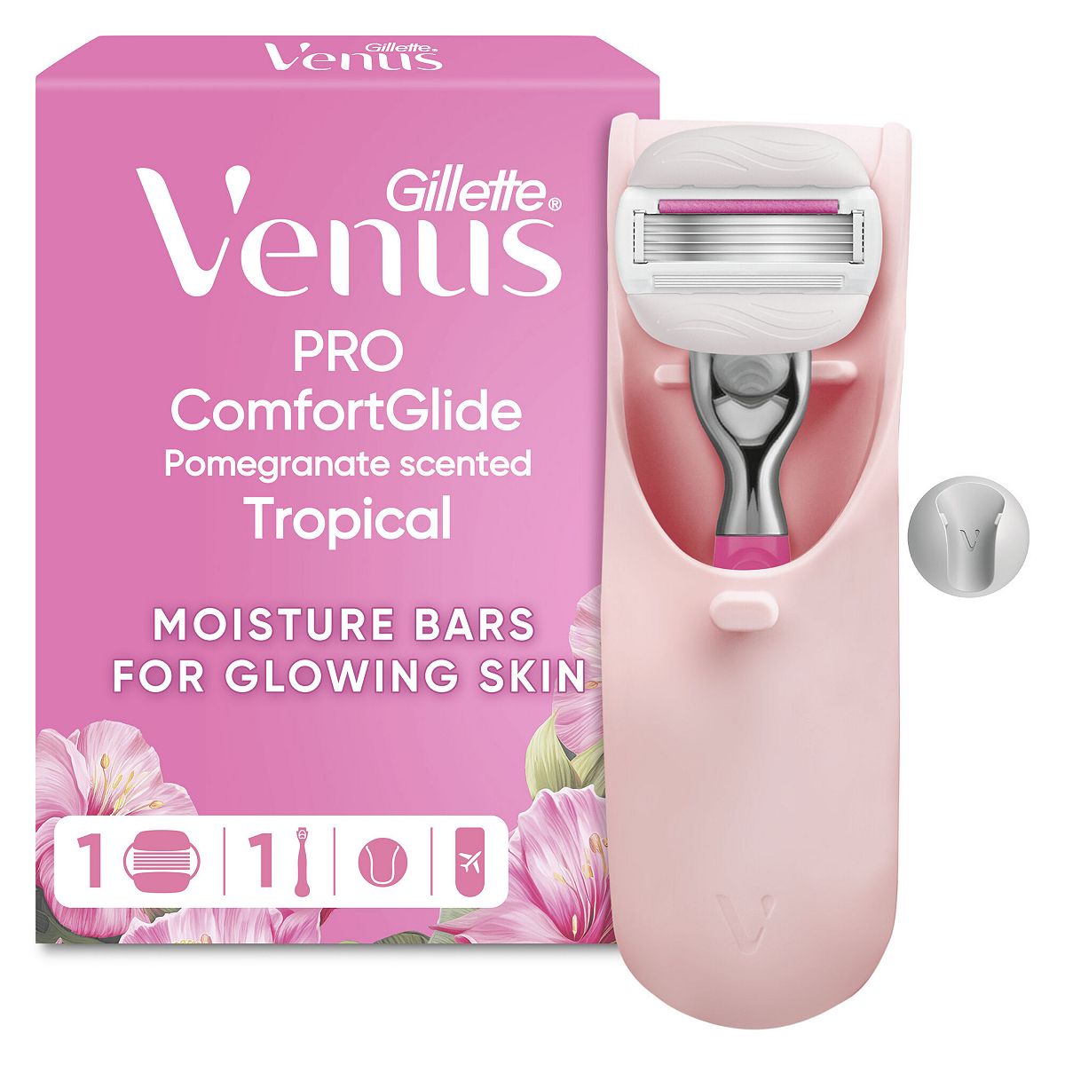Venus Gillette Pro Comfortglide Pomegranate Scented Tropical Women's Razor 1 Refills