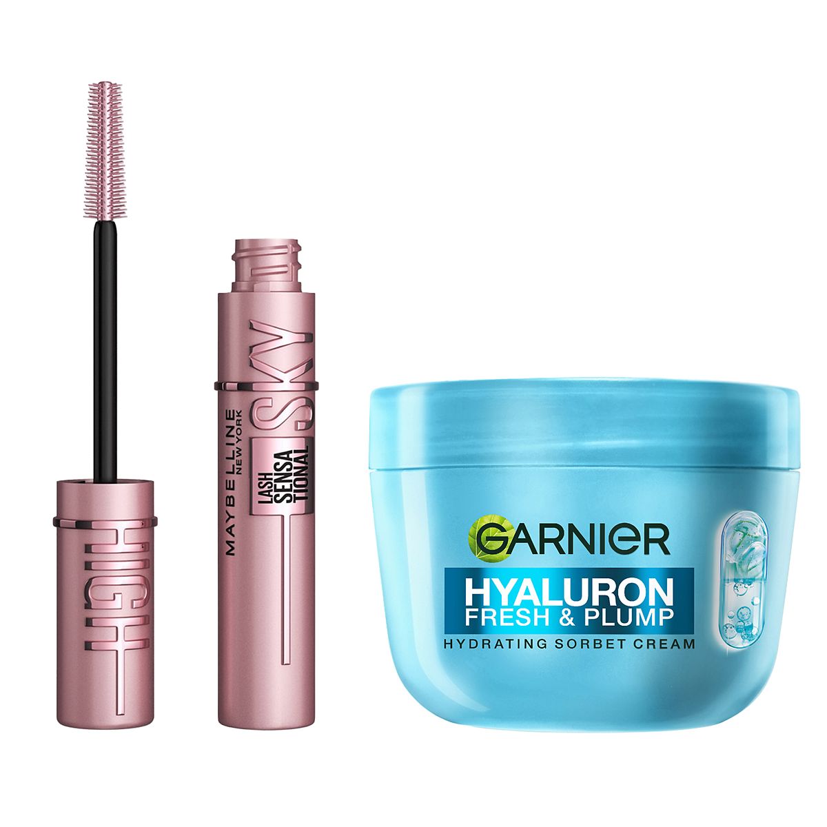 Maybelline Sky High Black & Garnier Hyaluronic Sorbet Cream