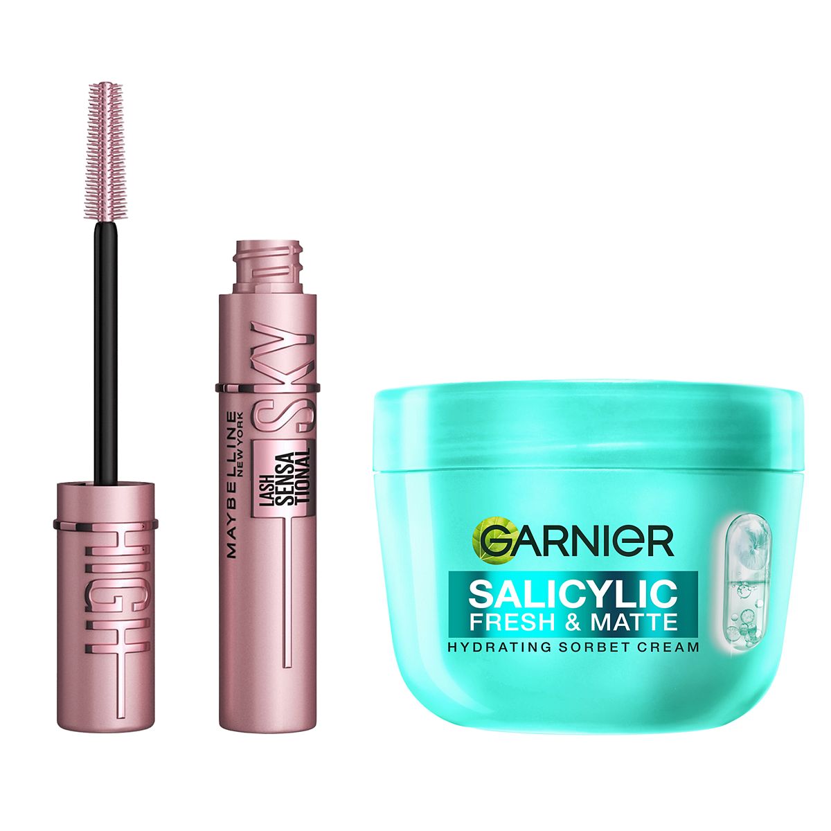 Maybelline Sky High Black & Garnier Salicylic Sorbet Cream