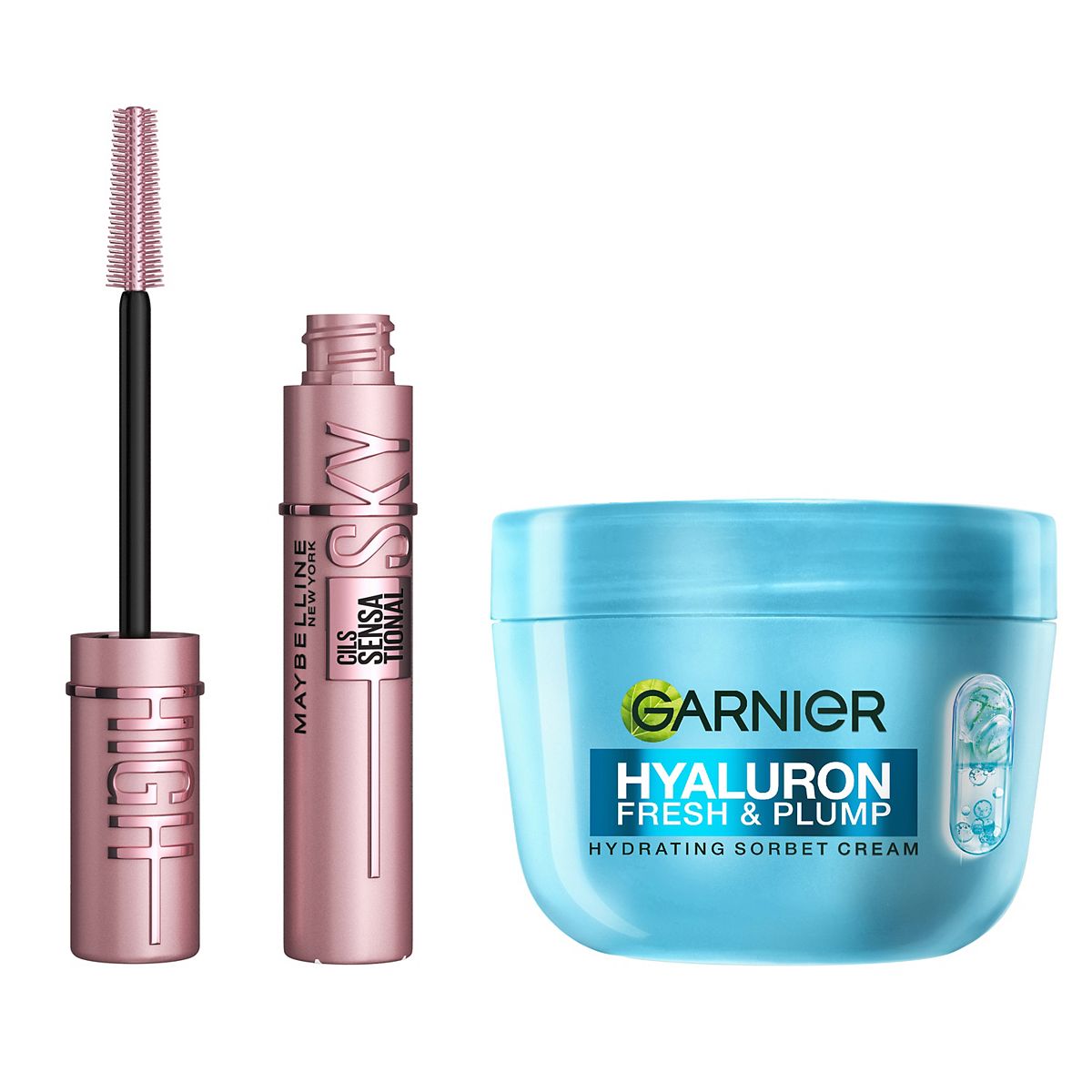 Maybelline Sky High Brown & Garnier Hyaluronic Sorbet Cream