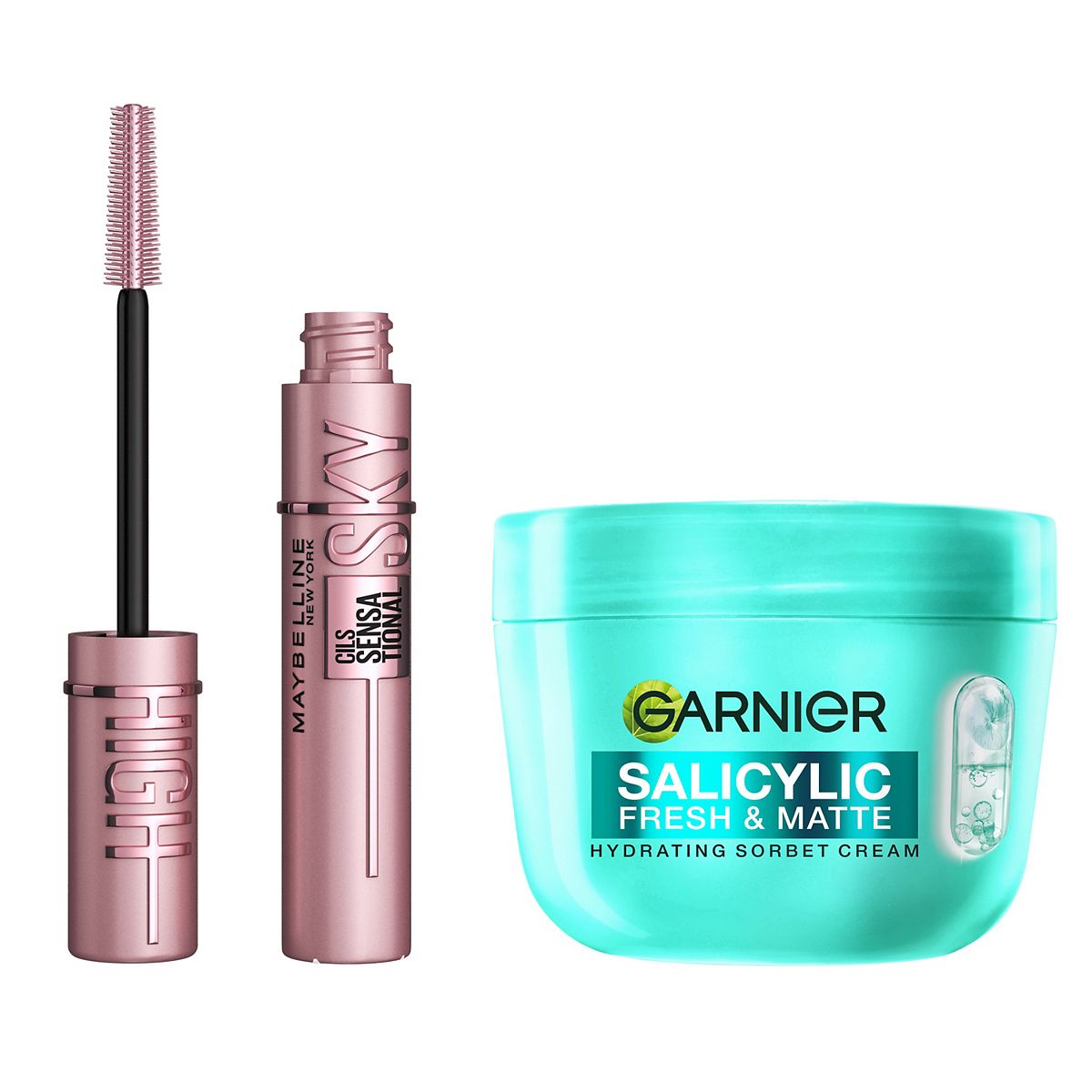 Maybelline Sky High Brown & Garnier Salicylic Sorbet Cream