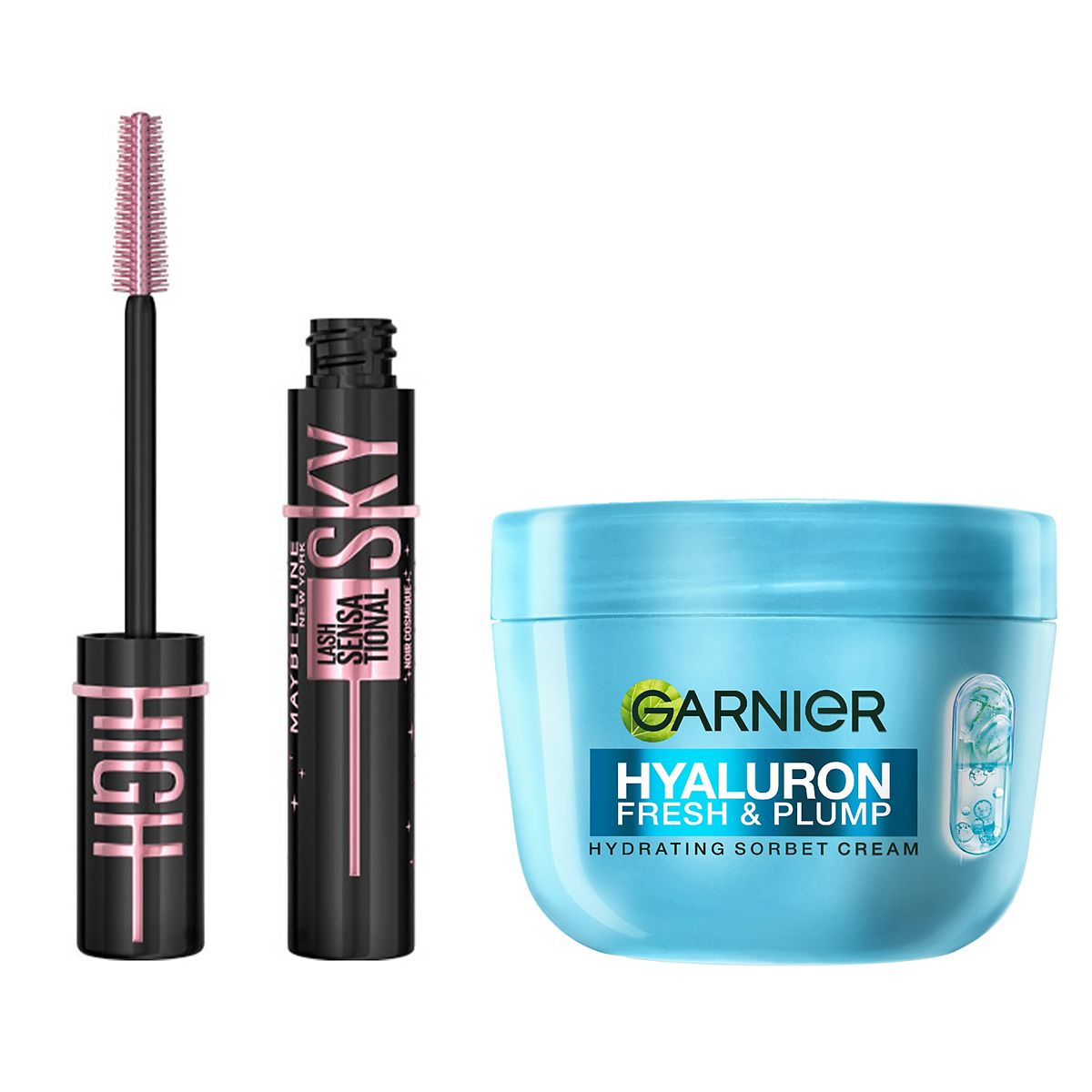 Maybelline Sky High Cosmic Black & Garnier Hyaluronic Sorbet Cream