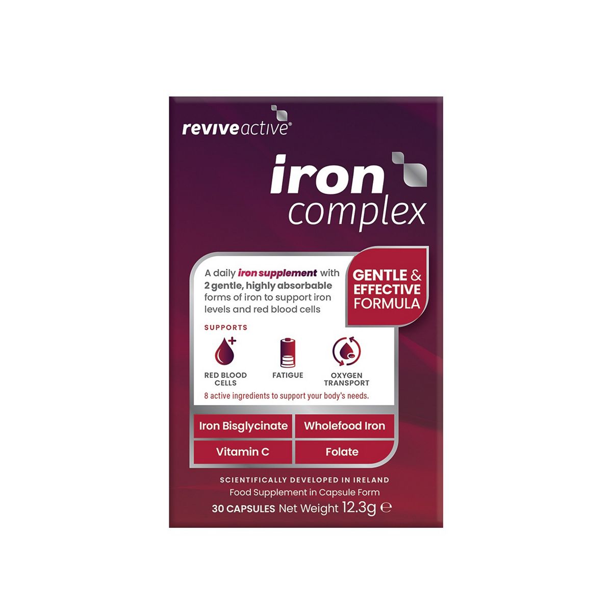 Revive Active Iron Complex, Daily Supplement, 30 Capsules, Day Supply, Net Weight 12.3g
