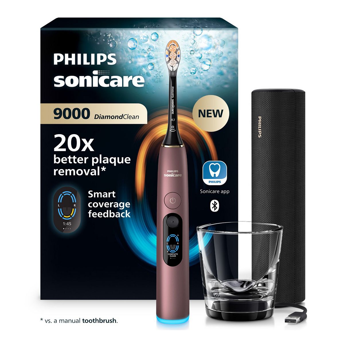 Philips Sonicare Diamondclean 9000 Electric Toothbrush Mauve Travel Case Hx9213/85