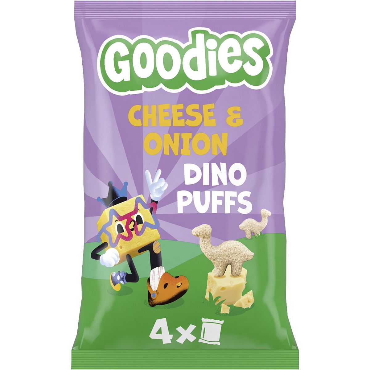 Organix Goodies Kids Snack Dino Puffs Cheese & Onion Multipack 4X12g