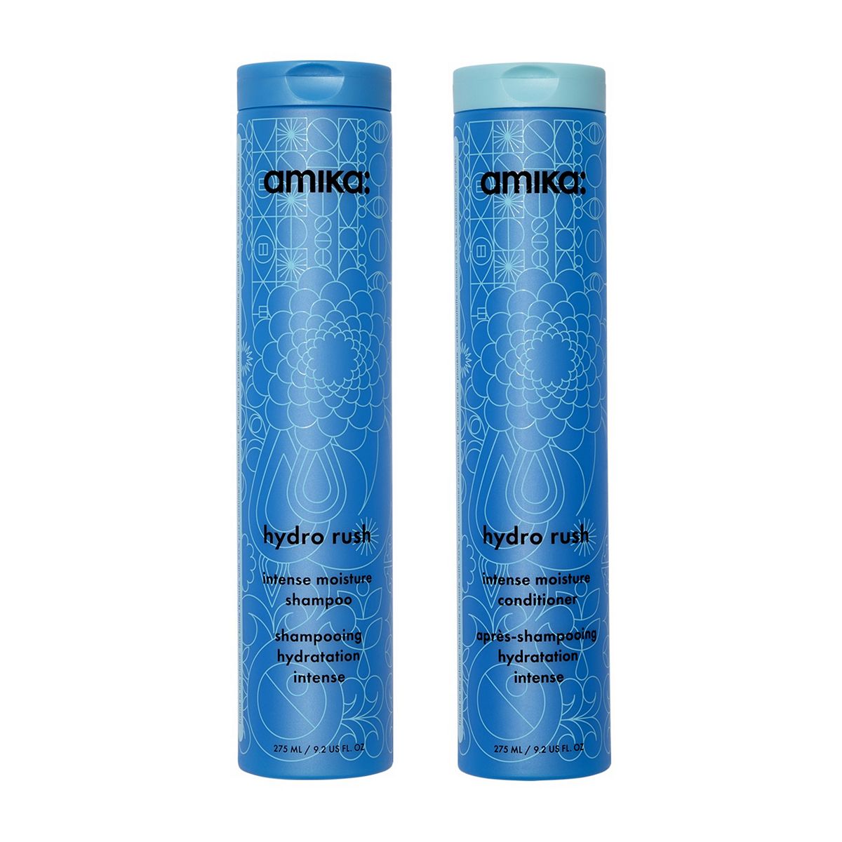 Amika Hydro Rush Intense Moisture Shampoo And Conditioner With Hyaluronic Acid Bundle