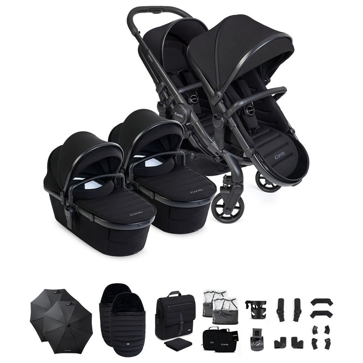 Icandy Peach 8 Black Complete Bundle Twin