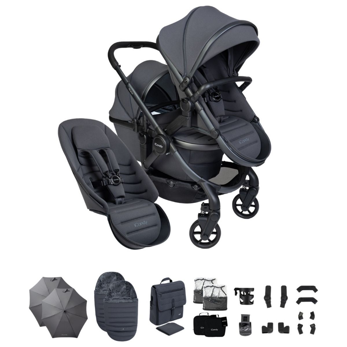 Icandy Peach 8 Grey Complete Bundle Double