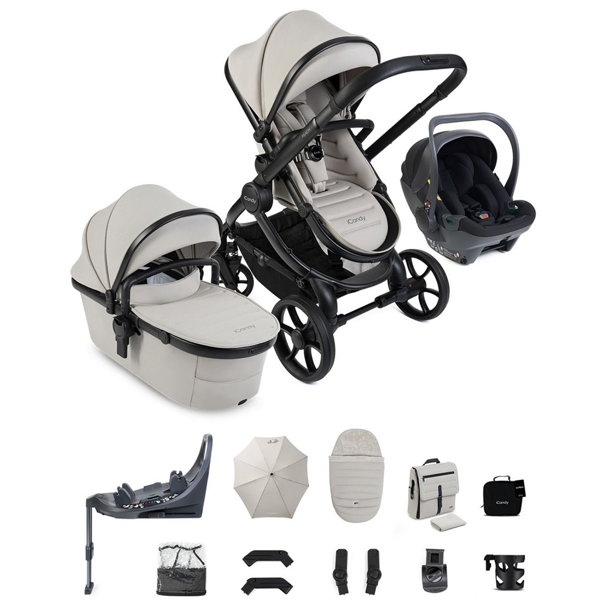Icandy Peach 8 Taupe Complete Travel System Bundle With Cocoon 360 And Base Black