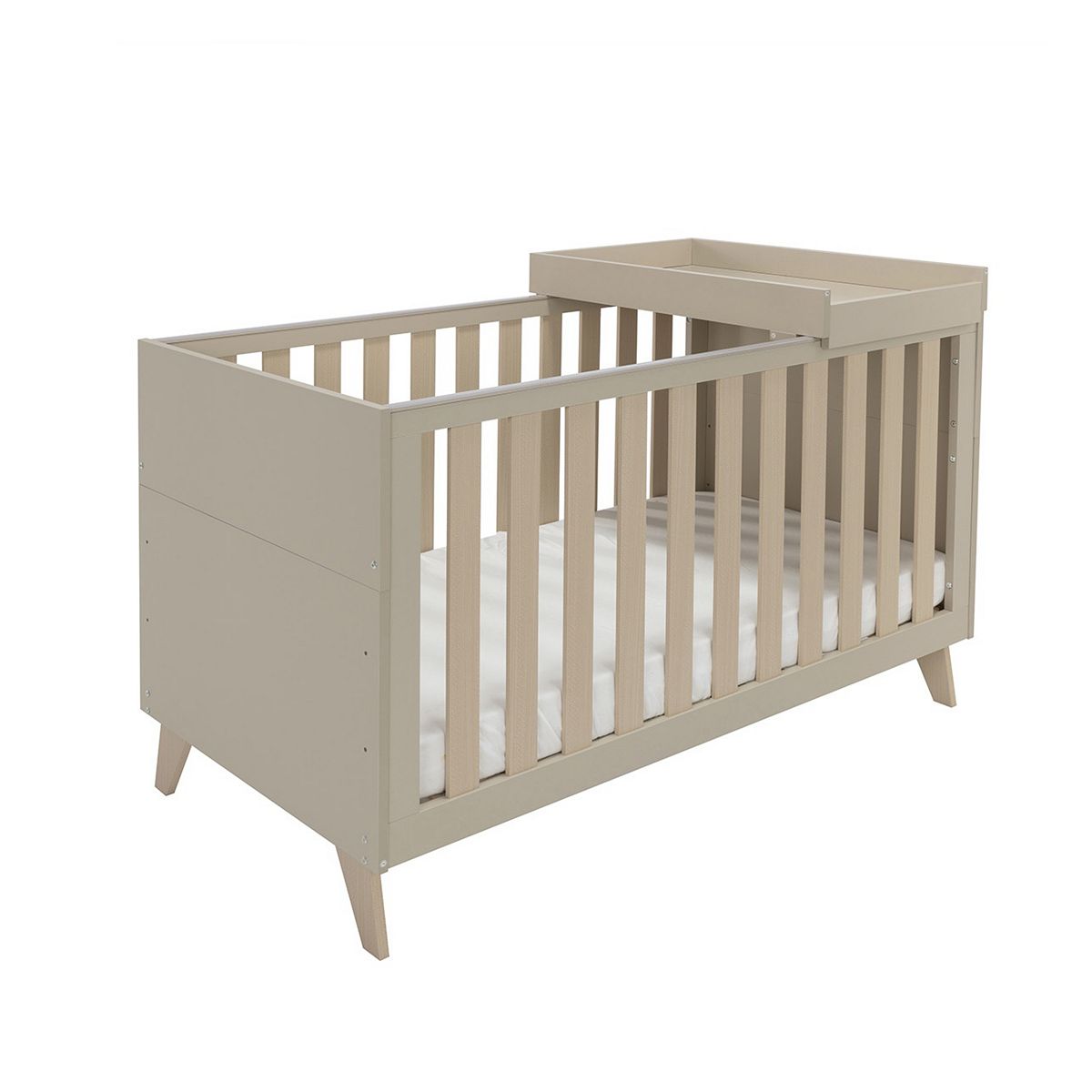 Babymore Dante Cot Bed With Top Changer Cashmere