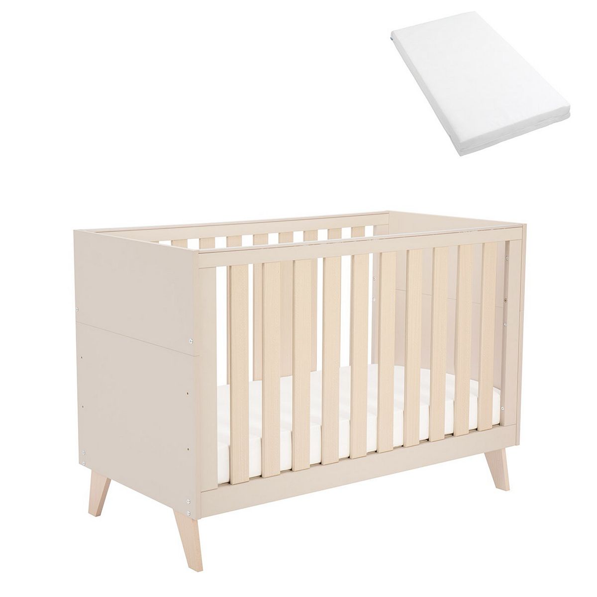 Babymore Dante Mini Cot Bed Cashmere With Fibre Mattress