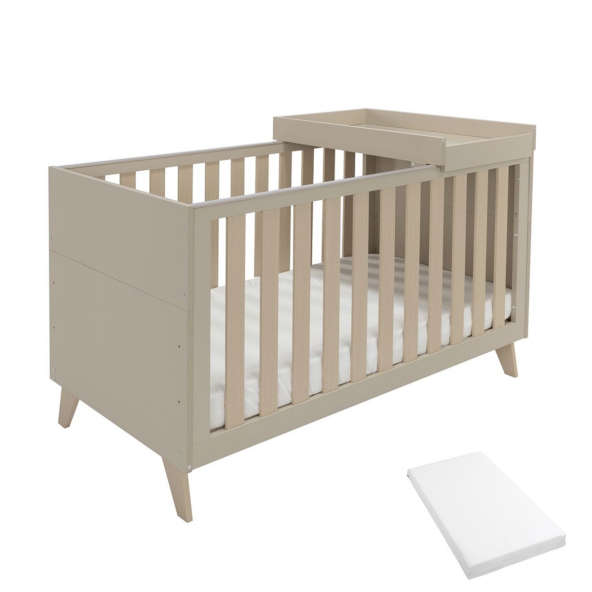 Babymore Dante Cot Bed With Top Changer And Mattress