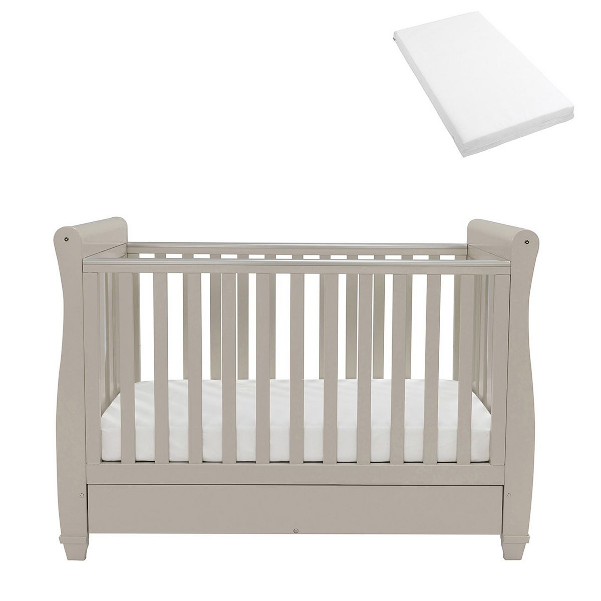 Babymore Eva Sleigh Cot Bed With Mattress Cashmere