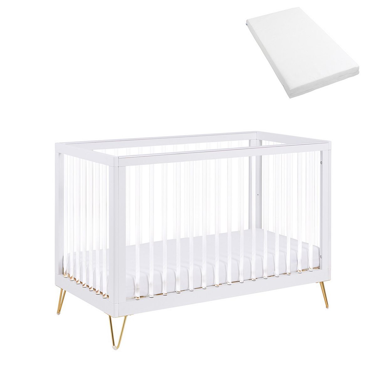 Babymore Kimi Acrylic Cot Bed With Mattress