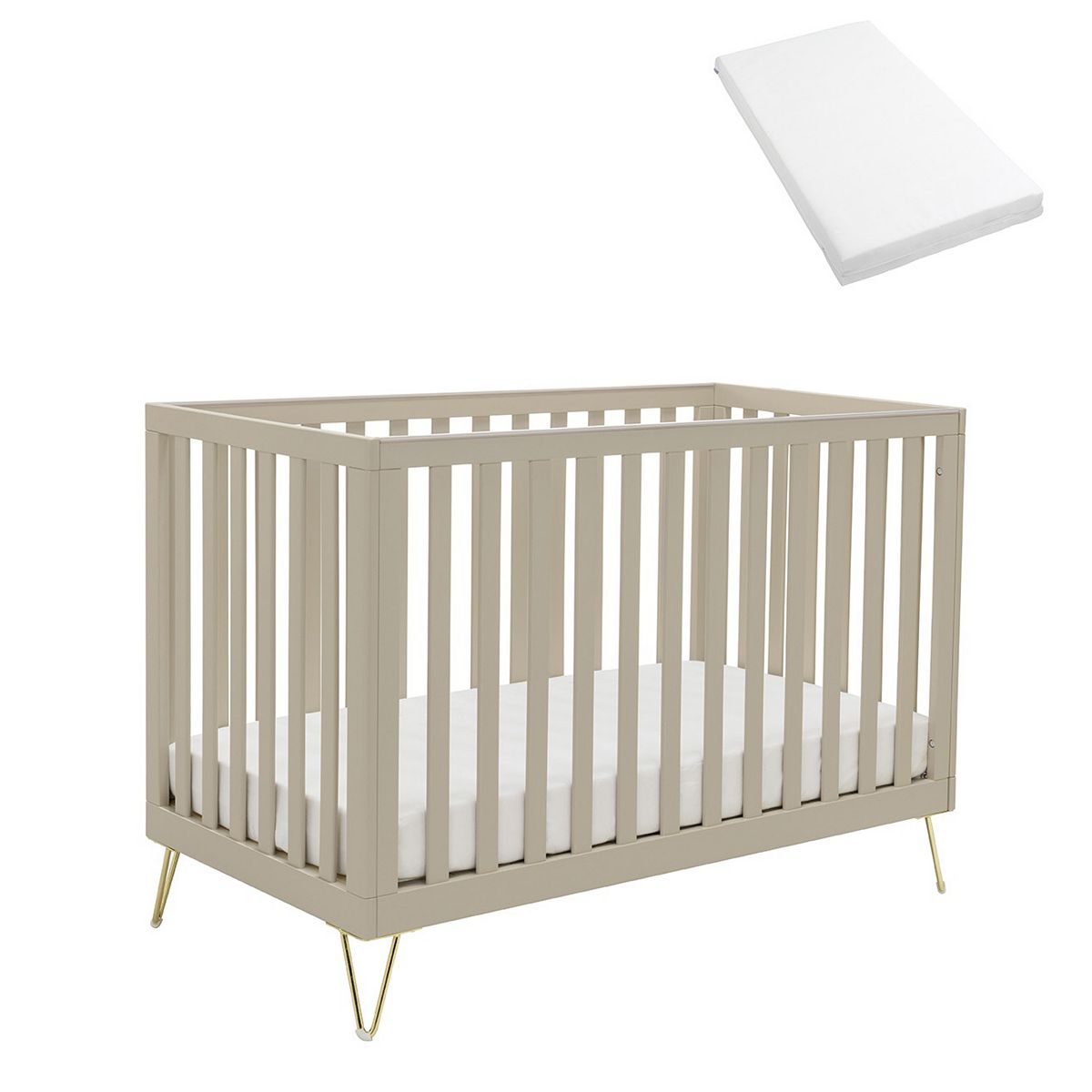 Babymore Kimi Cashmere Cot Bed With Mattress