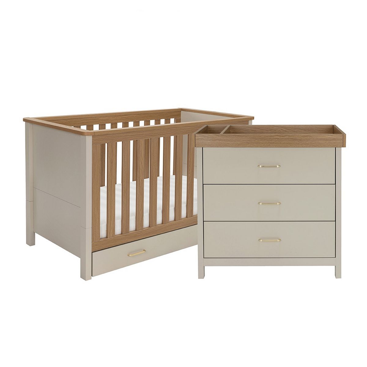 Babymore Mira 2 Piece Nursery Room Set Cashmere Warm Oak