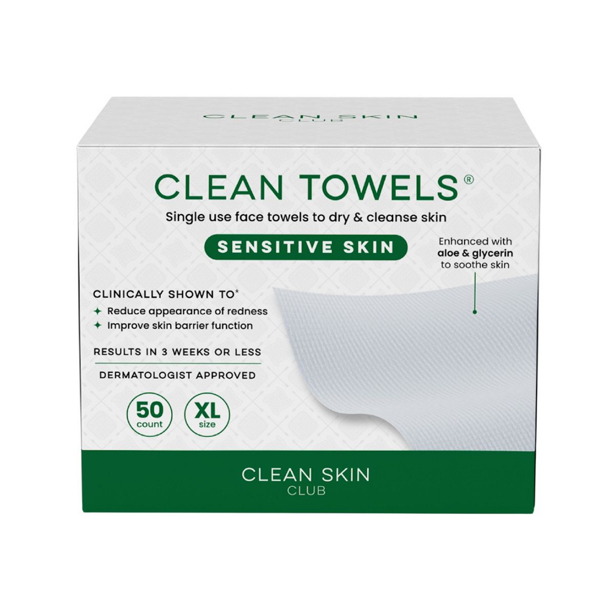 Clean Skin Club Clean Towels Xl™ Sensitive Skin - 50 Count