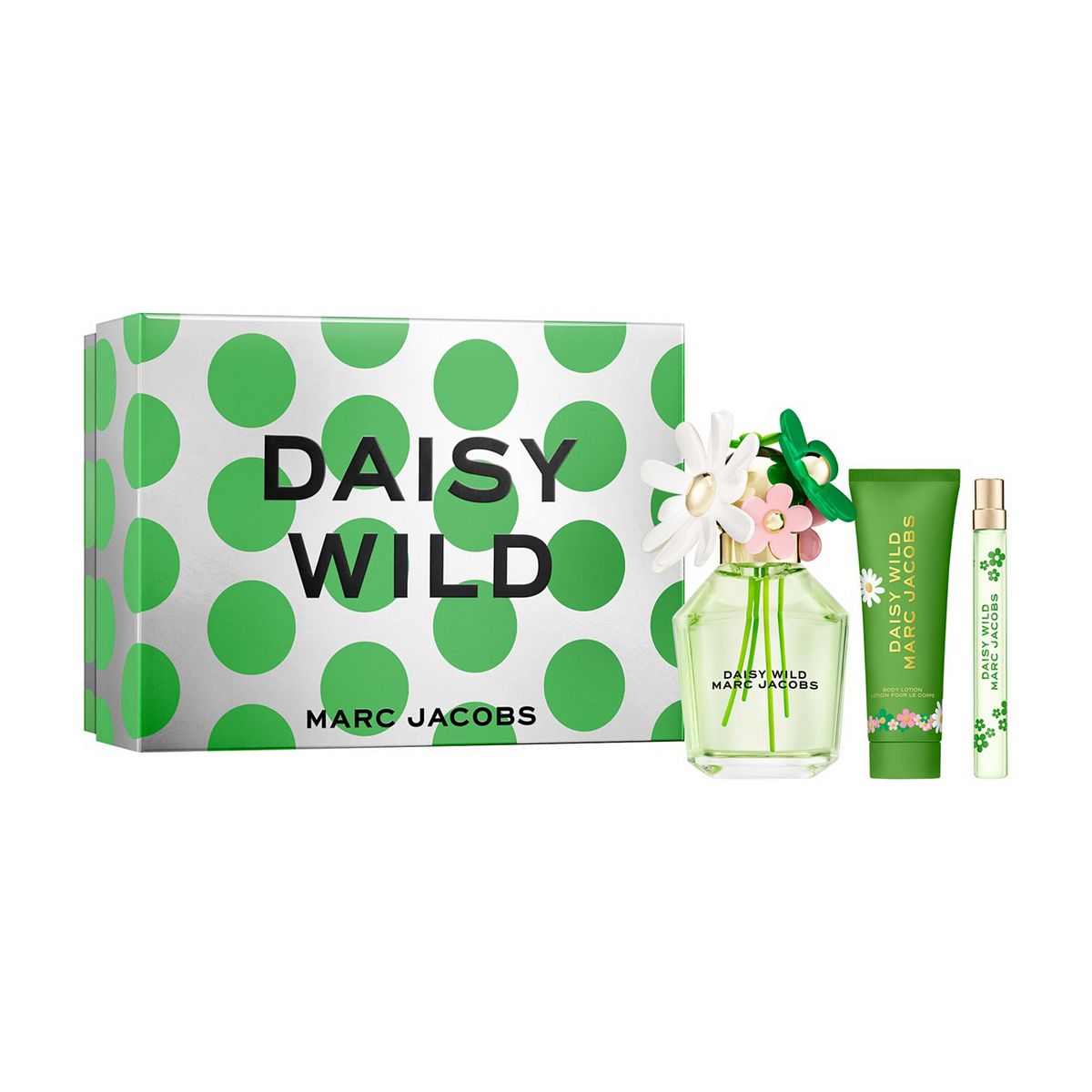Marc Jacobs Daisy Wild Eau De Parfum For Women And Body Lotion Trio Gift Set 100ml, 10Ml & 75ml