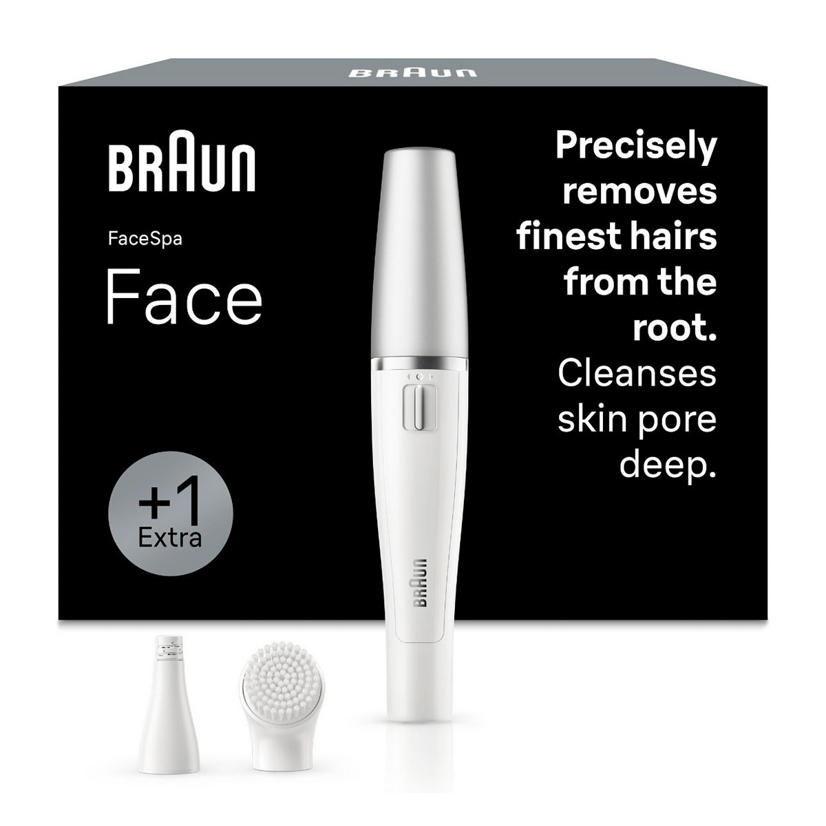 Braun Facespa Facial Epilator And Cleansing Brush, Se810, White/silver