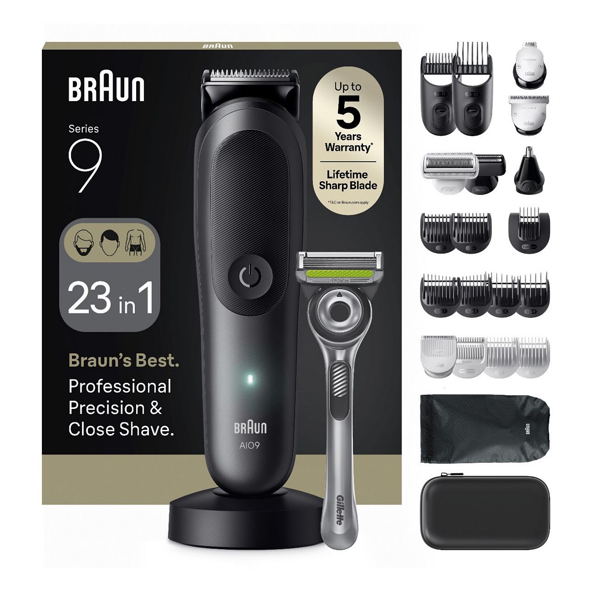 Series 9 23-In-1 Cordless Mens Grooming Kit With Li-Ion Battery Grey Braun - Image 2