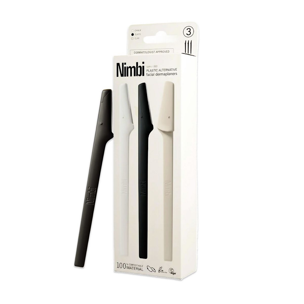 NIMBI Skin Renewal Dermaplaners Biomaterial Facial Razors Pack 3S