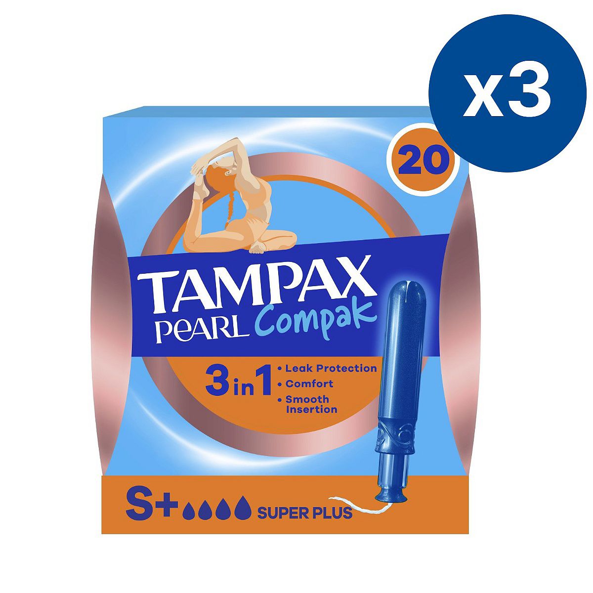Tampax Pearl Compak Super Plus Tampons With Applicator X3 Bundle
