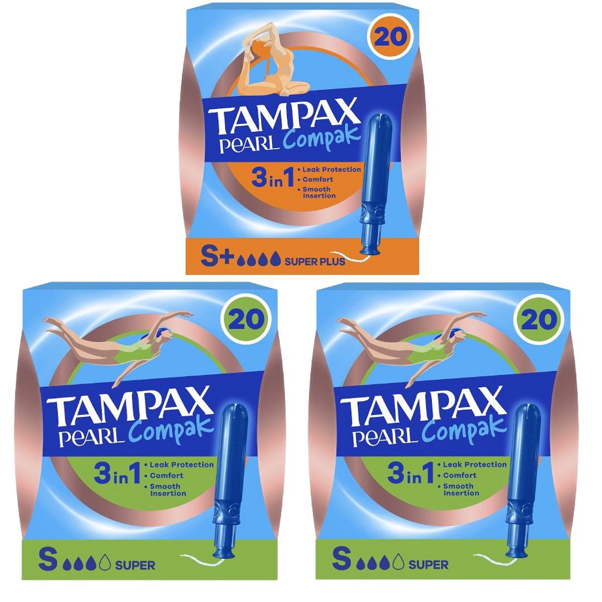 Tampax Pearl Compak Super & Plus Tampons With Applicator Bundle Br/>