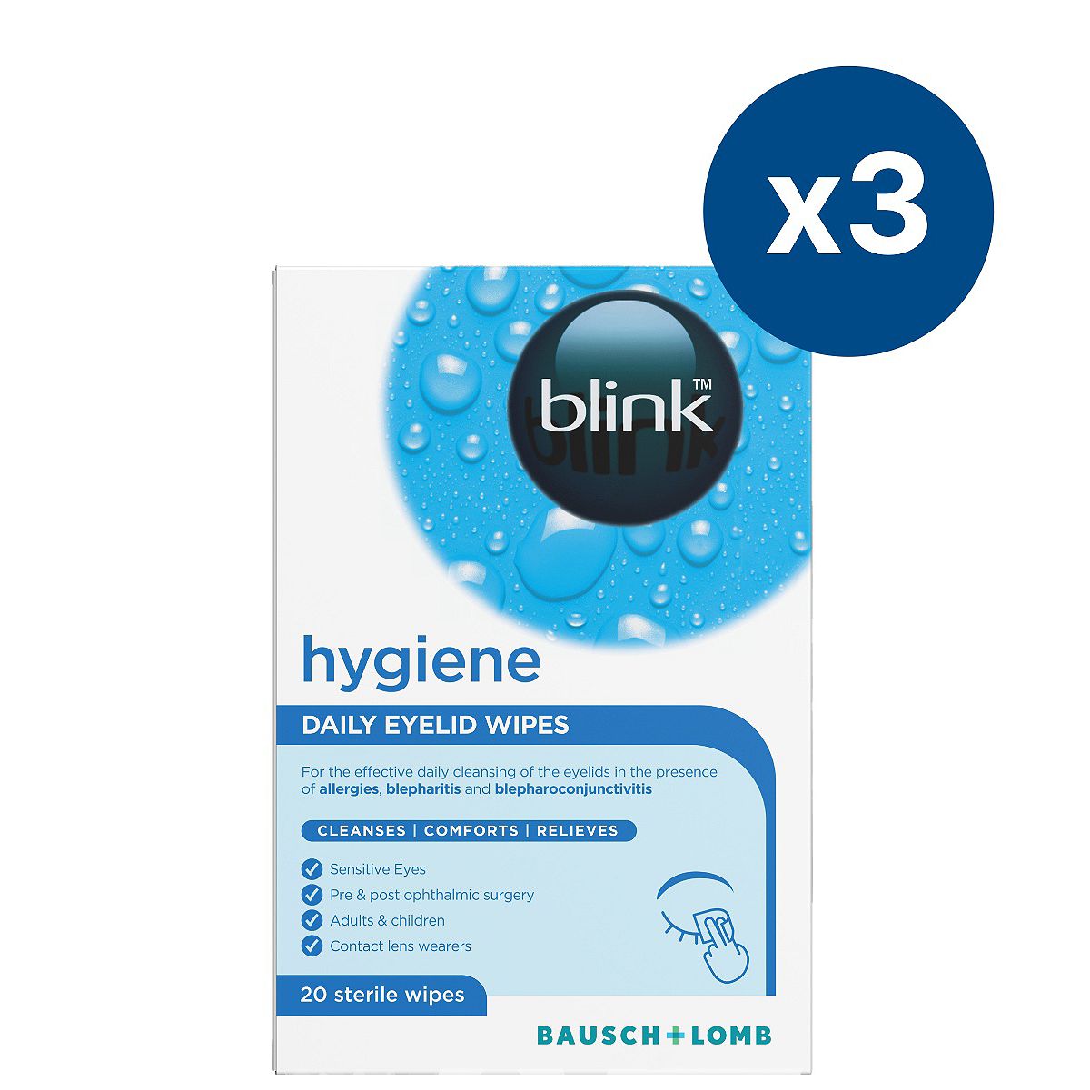 Blink Hygiene Daily Eye Lid Sterile Wipes Bundle