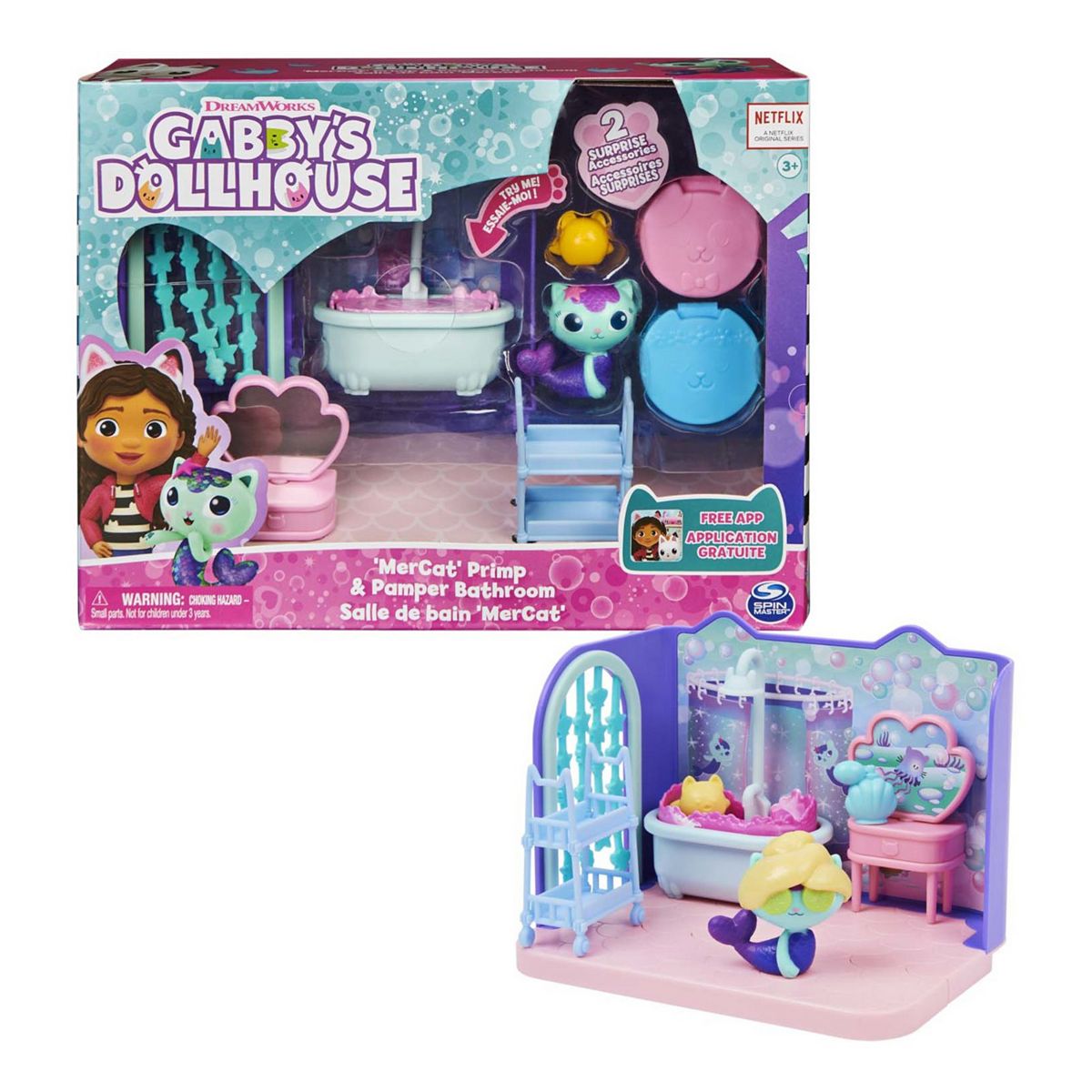 Spin Master Gabby's Dollhouse Deluxe Room Bathroom Play Set
