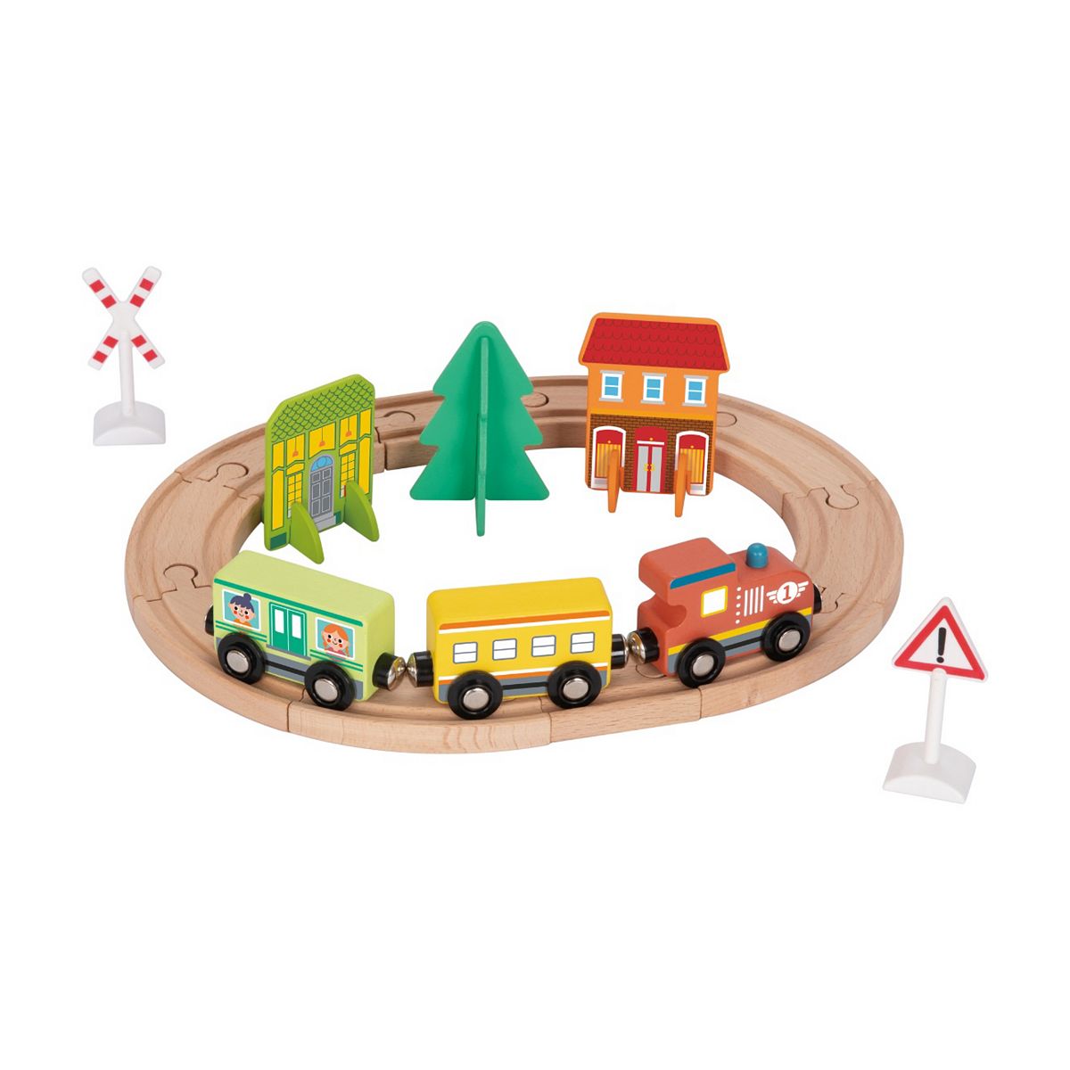 Tooky Toys Tooky Toy Wooden Train Set Town