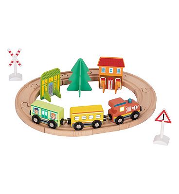 Tooky Toys Tooky Toy Wooden Train Set Town