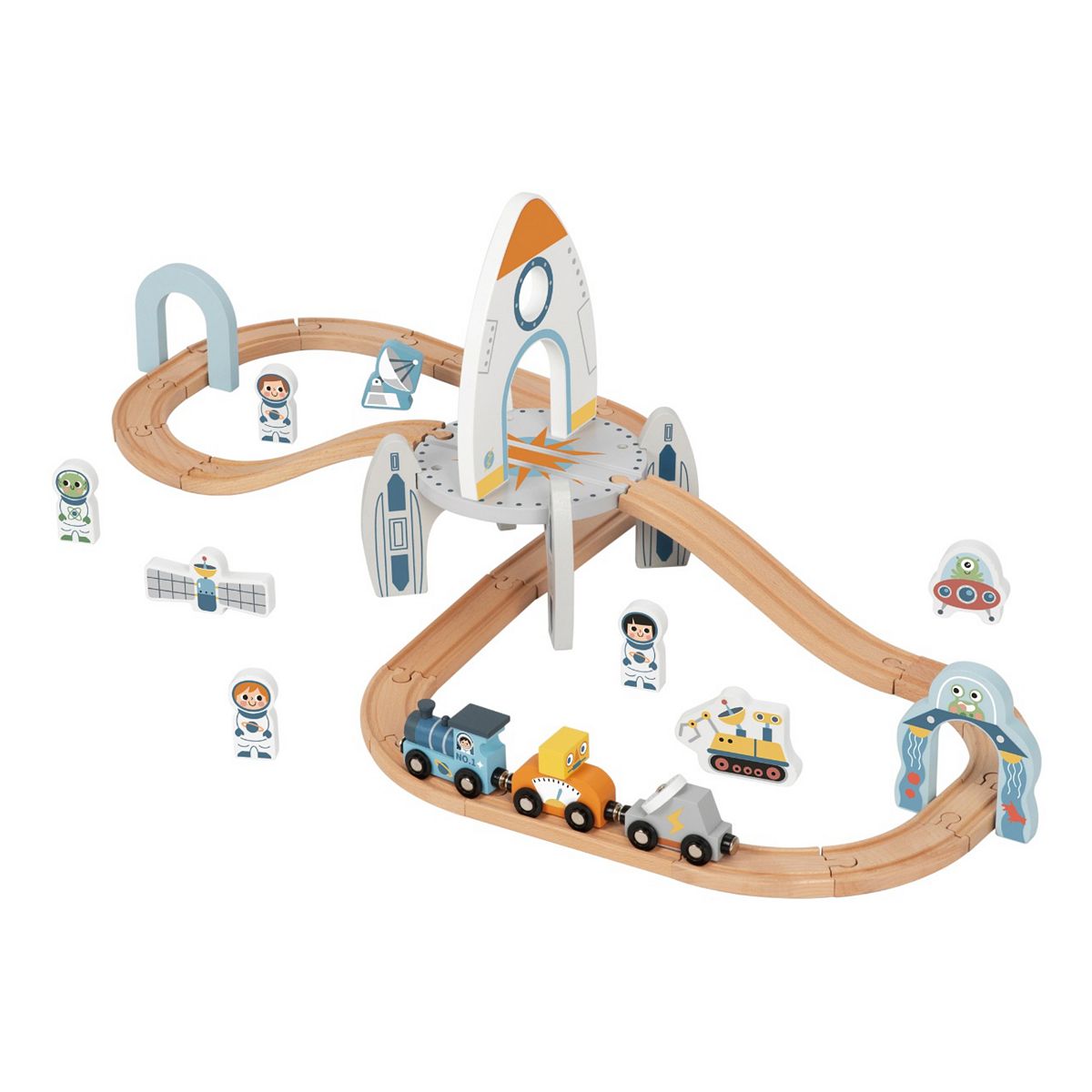 Tooky Toys Tooky Toy Wooden Space Station Train Set