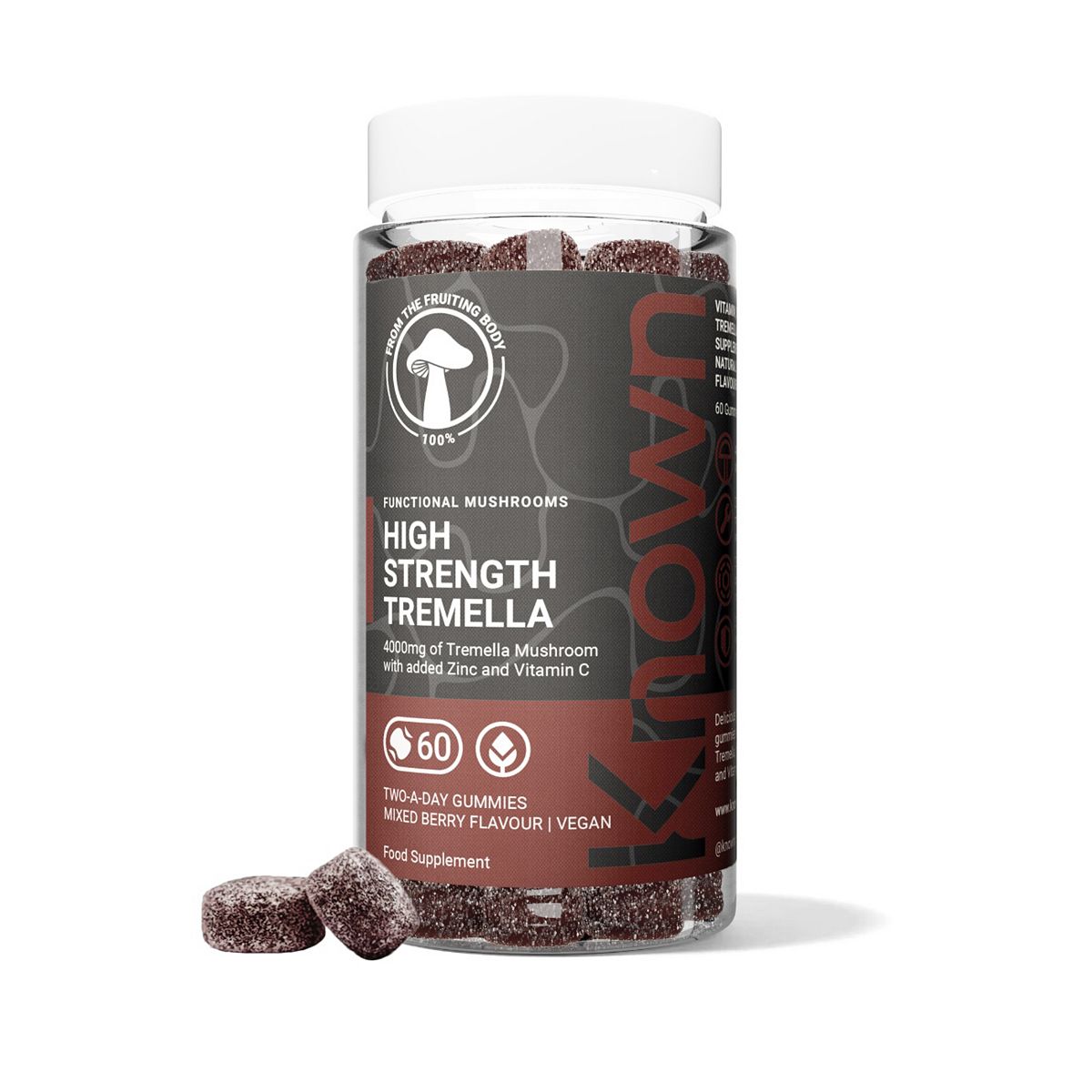 Known Nutrition High Strength Tremella Mushrooms Vegan 60 Gummies