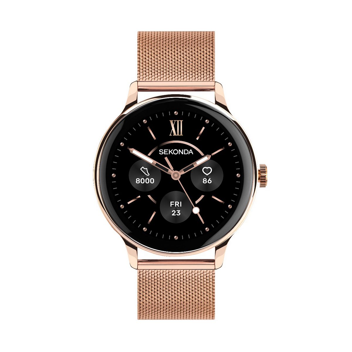 Sekonda Flex Plus Smartwatch, Rose Gold Mesh Strap, 1.3 Inch Touch Screen Comes With Charging Cable Multicolor