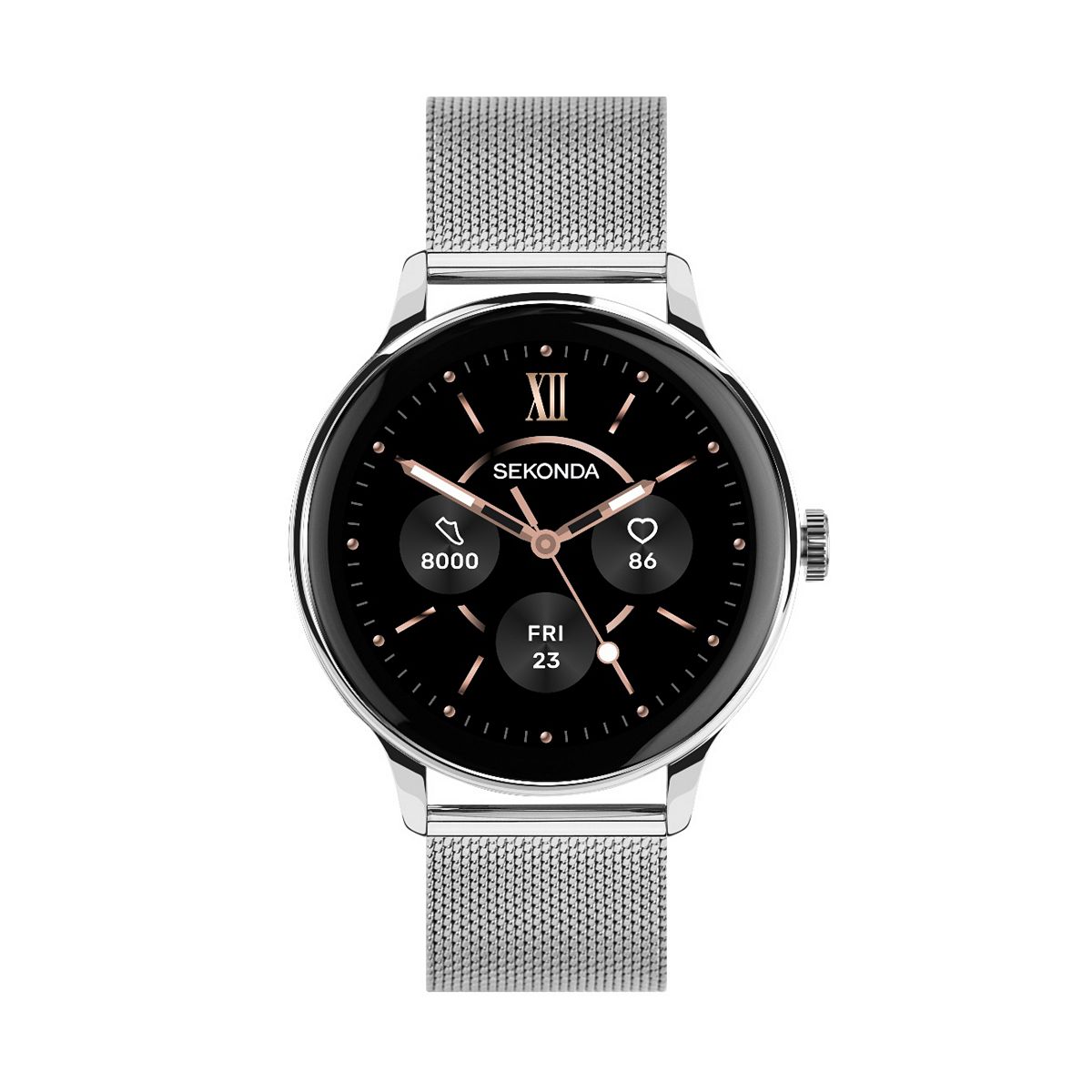 Sekonda Flex Plus Smartwatch, Silver Mesh Strap, 1.3 Inch Touch Screen Comes With Charging Cable Multicolor