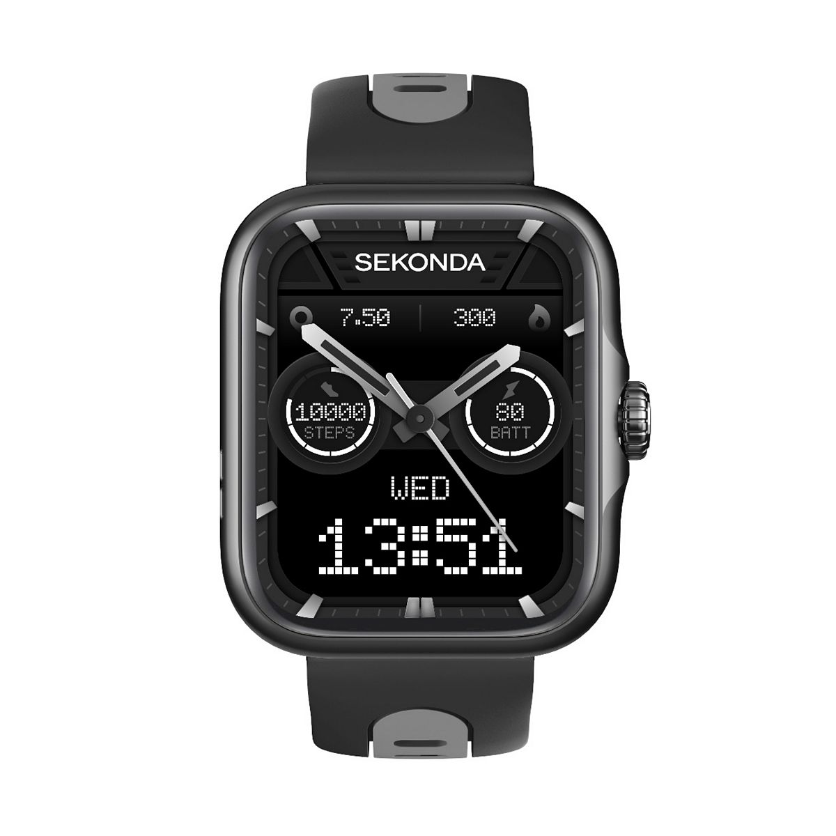 Sekonda Motion Pro Smartwatch, Black Silicone Strap, 1.7 Inch Touch Screen With Charging Cable Multicolor