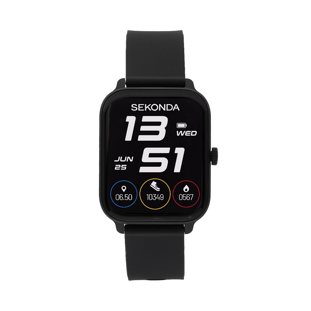 Sekonda Motion Go Smartwatch, Black Silicone Strap, 1.93 Inch Touch Screen With Charging Cable Multicolor