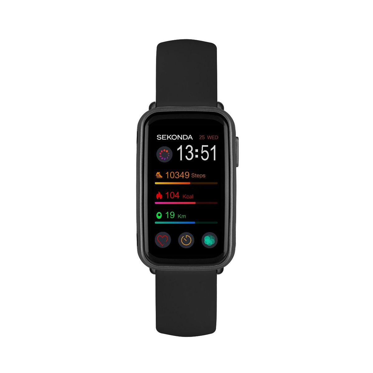 Sekonda Track Smartwatch, Black Silicone Strap, 1.47 Inch Touch Screen With Charging Cable Multicolor