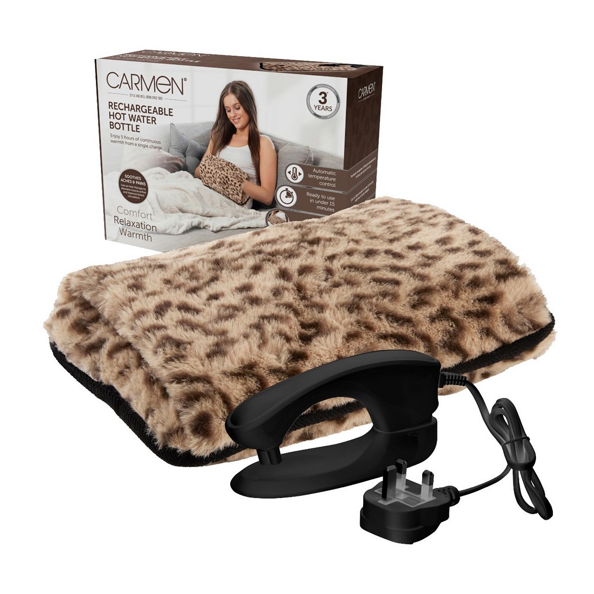 Carmen Spa Rechargeable Faux Fur Hot Water Bottle Unisex Brown - La Redoute - Image 8