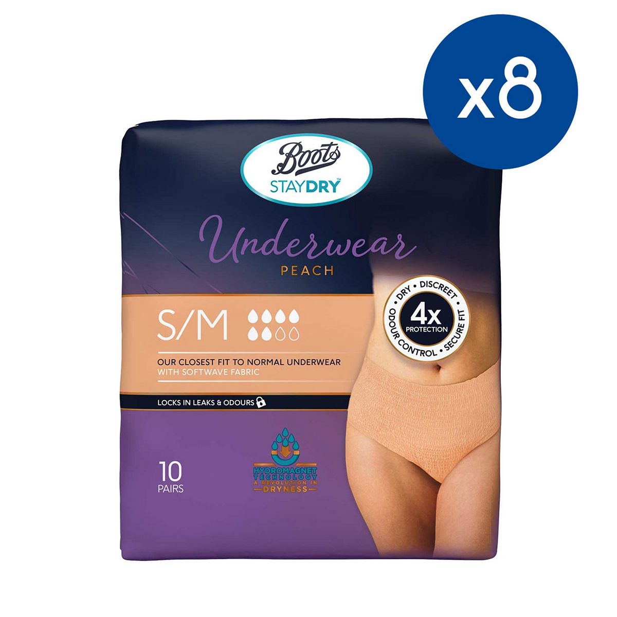 Staydry Boots Underwear Pants Small/medium - 80 (8 Pack Bundle)