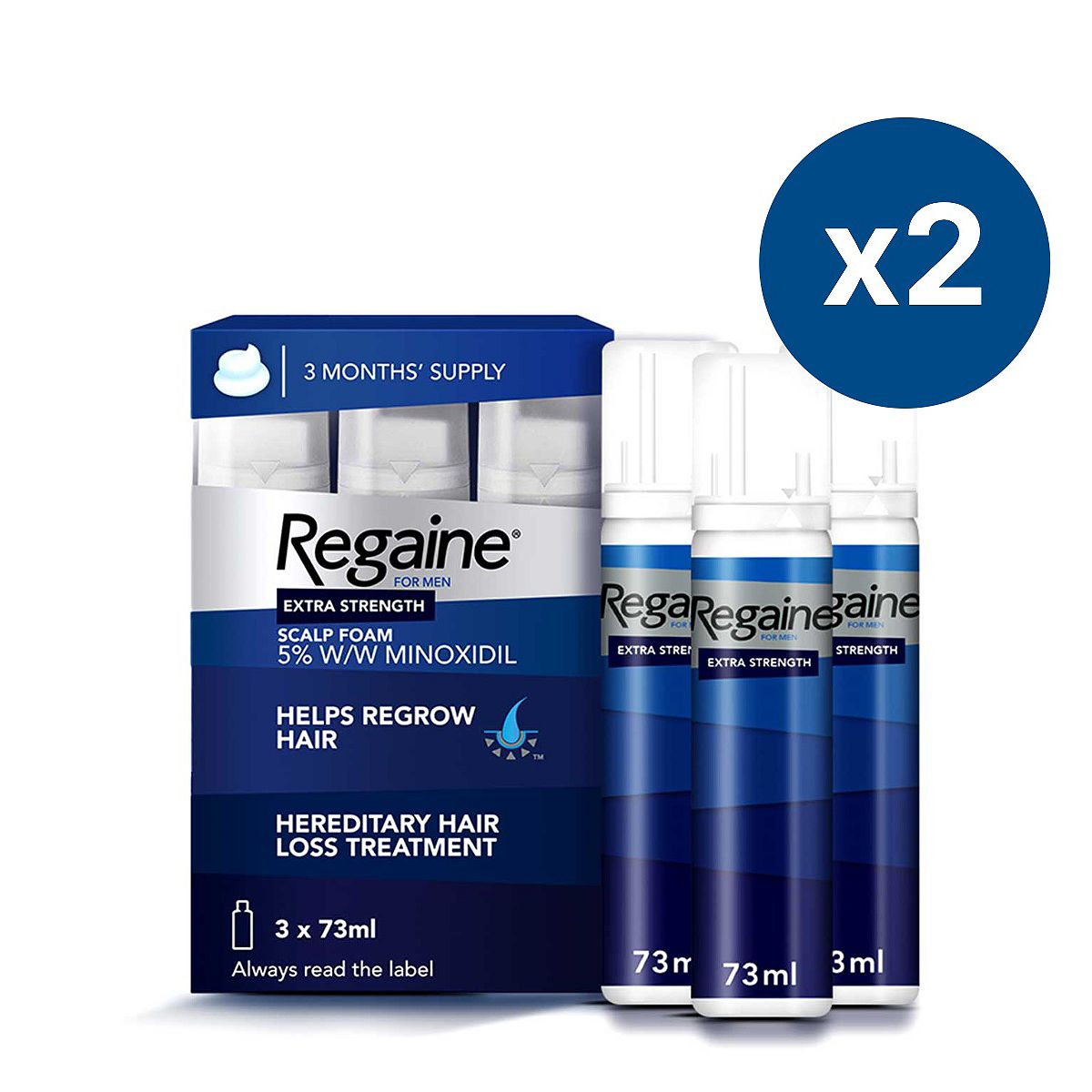 Regaine For Men Extra Strength Scalp Foam 5% - 6 Month Supply