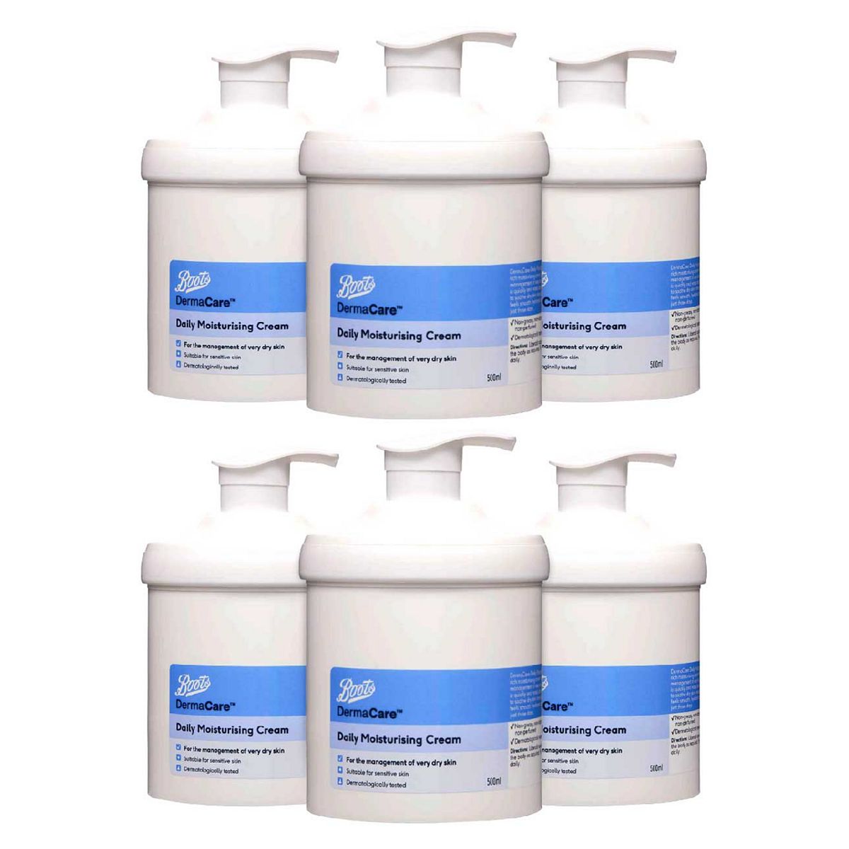 Boots Derma Care Daily Moisturising Cream 500ml - 6 Pack