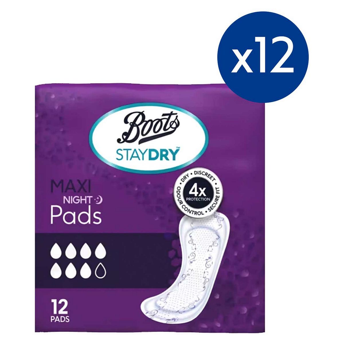Staydry Maxi Night Pads For Moderate To Heavy Incontinence 12 Pack Bundle